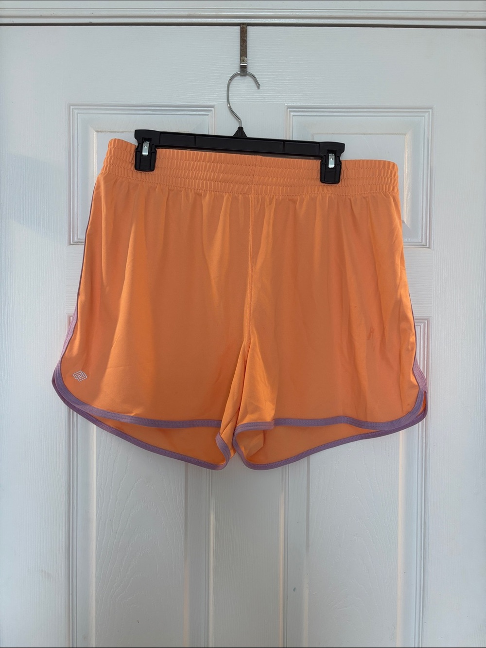 ZELOS Bright Orange Athletic Shorts with Lavender Trim